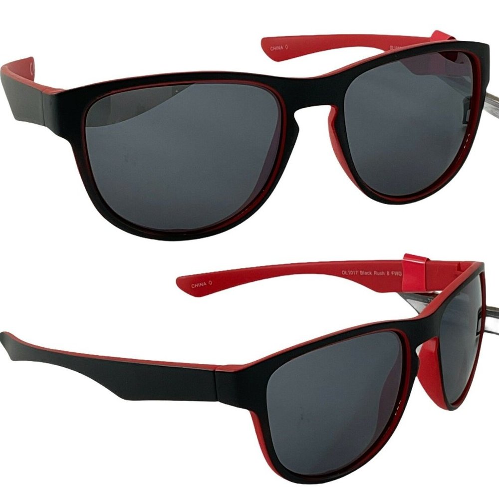 Foster Grant Sunglasses Black Rush 8 MaxBlock 100% UVA-UVB Lens Protection Red
